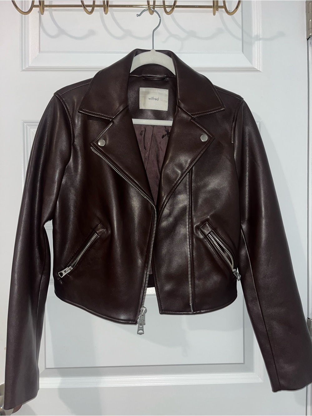 Wilfred Chocolate Brown Leather Moto Jacket